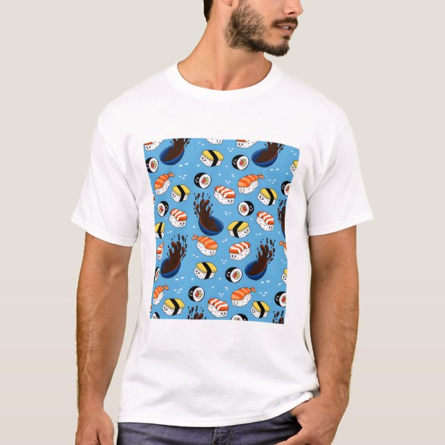 Camiseta Patrón de sushi de Kawaii (Anverso)