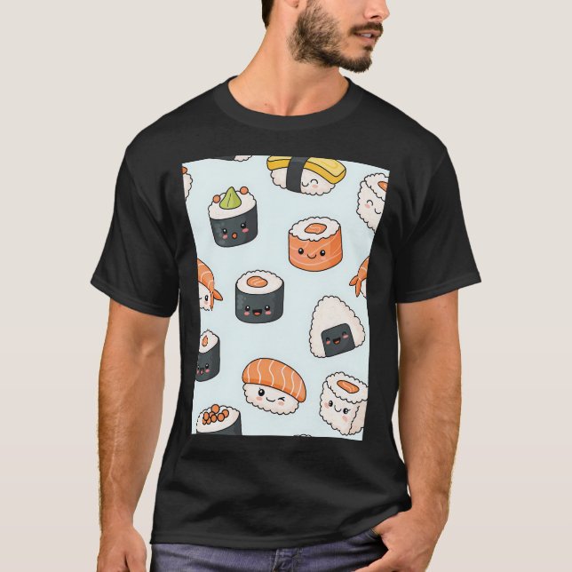 Camiseta Patrón de Sushi Kawaii (Anverso)