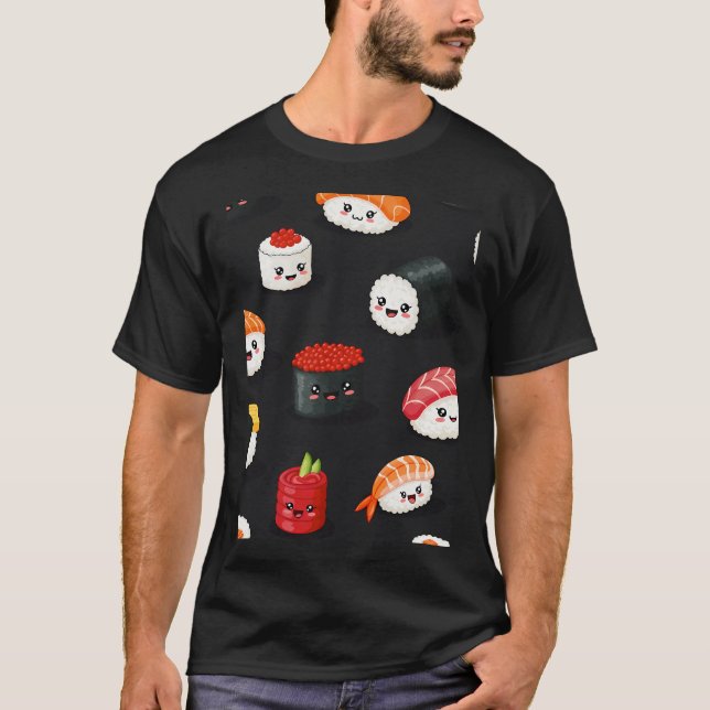 Camiseta Patrón de Sushi Kawaii (Anverso)