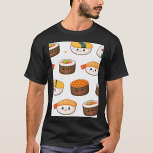Camiseta Patrón de Sushi Kawaii