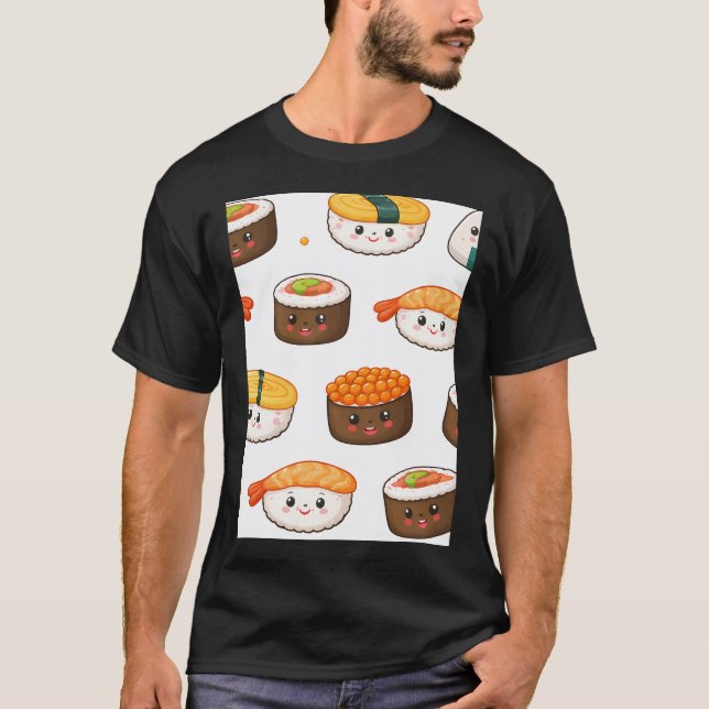 Camiseta Patrón de Sushi Kawaii (Anverso)