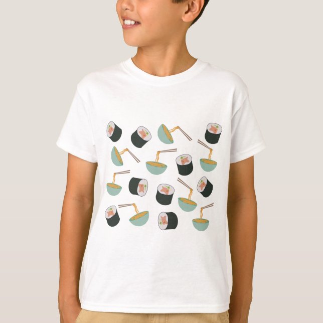 Camiseta Patrón de sushi y fideos (Anverso)