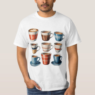 Camiseta Patrón de tazas de café - Diseño de cafés acogedor