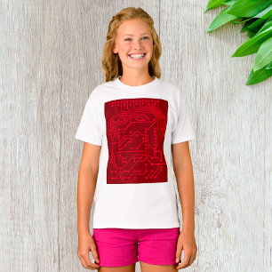 Camiseta Patrón de tecnología de placa de circuito rojo ret