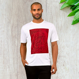 Camiseta Patrón de tecnología de placa de circuito rojo ret