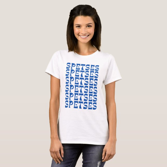 Camiseta Patrón de texto azul SPETSES (Anverso completo)