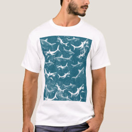 Camiseta Patrón de tiburón azul angustiado