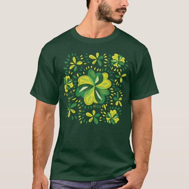Camiseta Patrón de trapo de tres hojas Shamrock único (Anverso)