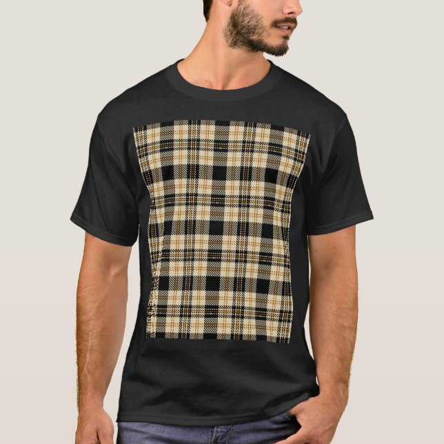 Camiseta Patrón de trenzado negro beige marrón (Anverso)