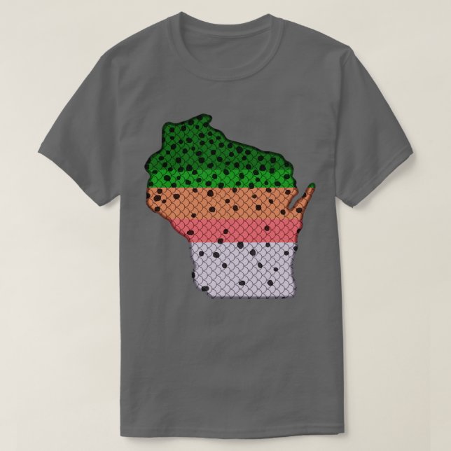 Camiseta Patrón de trucha arco iris de pesca de trucha Wisc (Diseño del anverso)