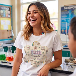 Camiseta Patrón de útiles escolares para maestros de pastel