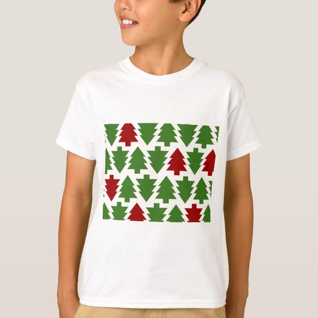 Camiseta Patrón de vacaciones de árboles de Navidad (Anverso)