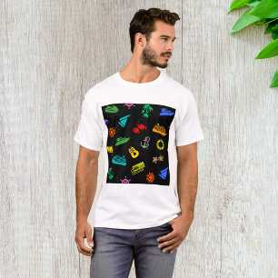 Camiseta Patrón de Vacaciones de Crucero Iconos de Viaje