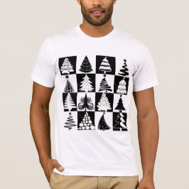 Camiseta Patrón de vacaciones en árbol de Navidad blanco y 