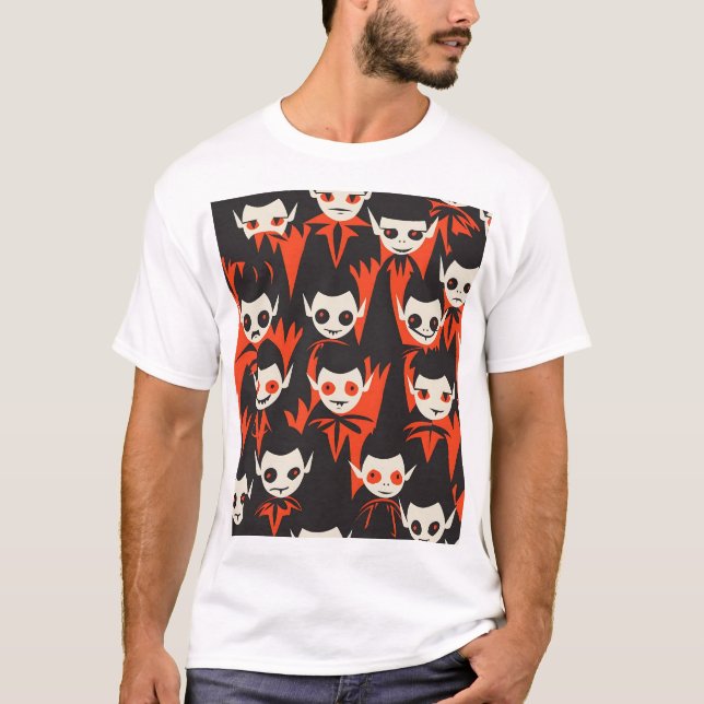Camiseta Patrón de vampiros en mosaico (Anverso)