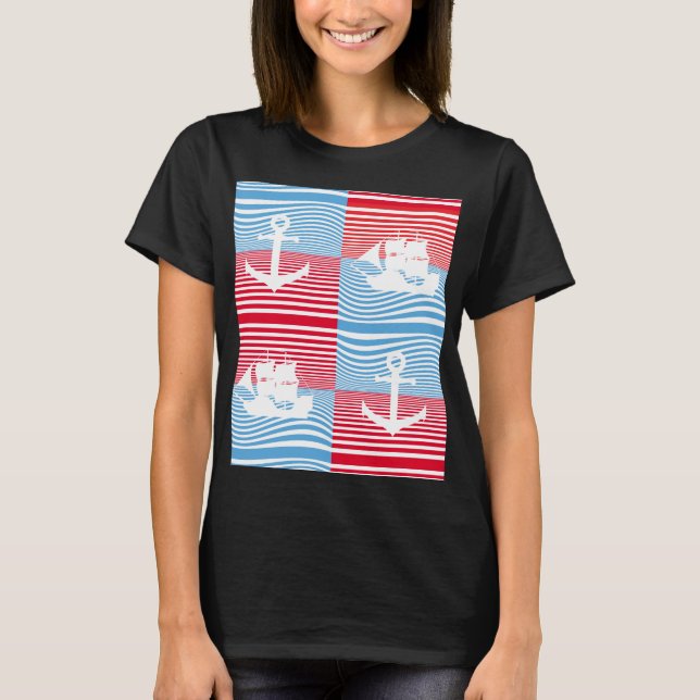 Camiseta Patrón de velero y ancla (Anverso)