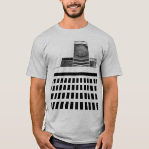Camiseta Patrón de ventanas de bloques de torre en blanco y