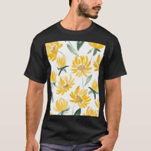 Camiseta Patrón de verano de hojas de flores amarillas