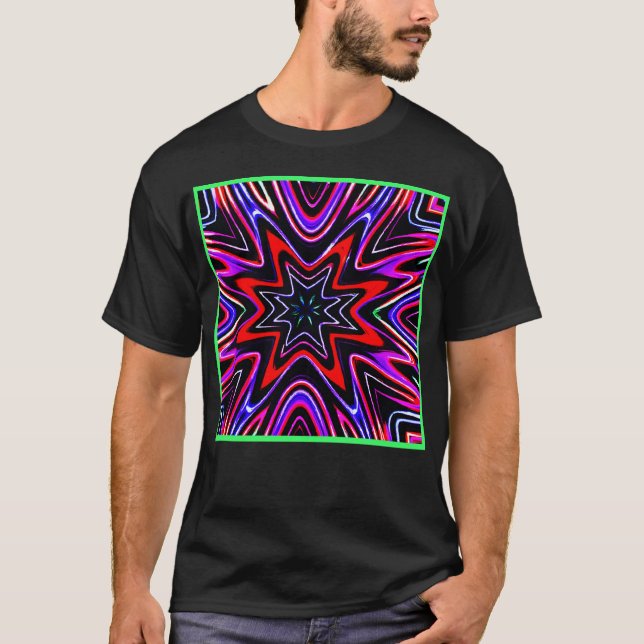 Camiseta Patrón de vibraciones neonesas coloridas (Anverso)