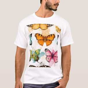 Camiseta Patrón delgado sin foco de mariposa acuarela