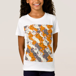 Camiseta Patrón diagonal del gato negro jengibre