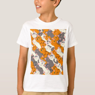 Camiseta Patrón diagonal del gato negro jengibre