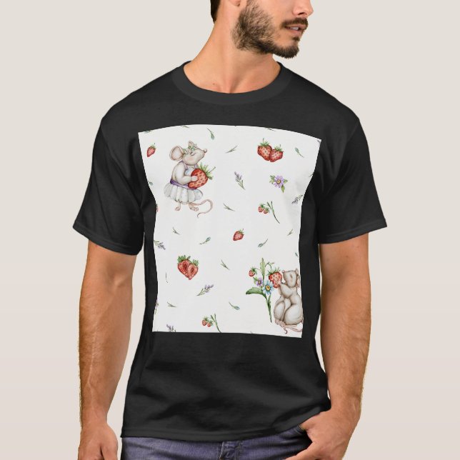 Camiseta Patrón digital sin inconvenientes ratones con fres (Anverso)