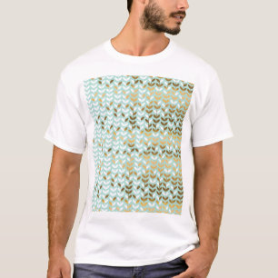 Camiseta Patrón elegante de hojas verdes doradas