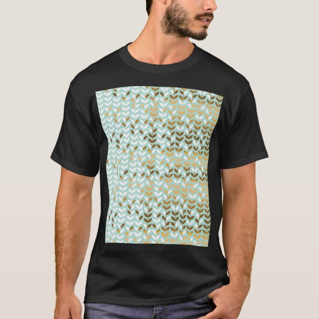 Camiseta Patrón elegante de hojas verdes doradas (Anverso)