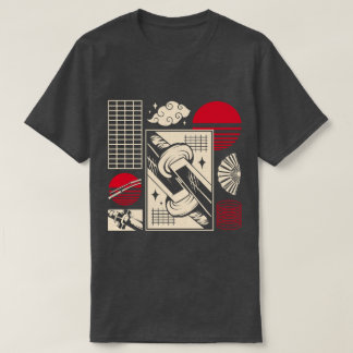 Camiseta Patrón Estético Retro de Katana de Samurái Japonés