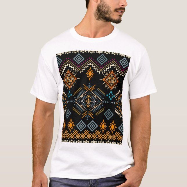 Camiseta Patrón étnico de ornamento boho sin foco (Anverso)