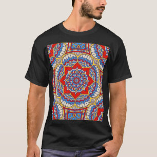 Camiseta Patrón étnico floral, sin fisuras bohemias.