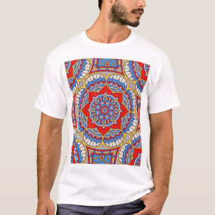 Camiseta Patrón étnico floral, sin fisuras bohemias.