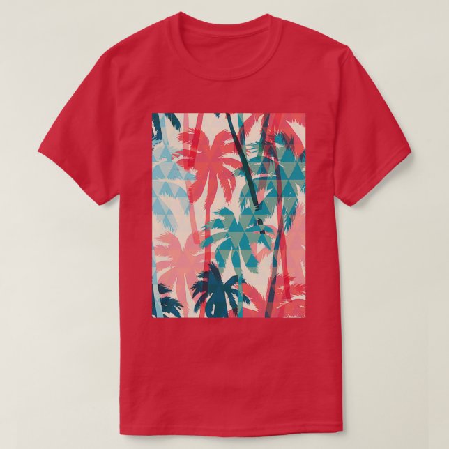 Camiseta Patrón exótico sin foco con geométrica de palma (Diseño del anverso)
