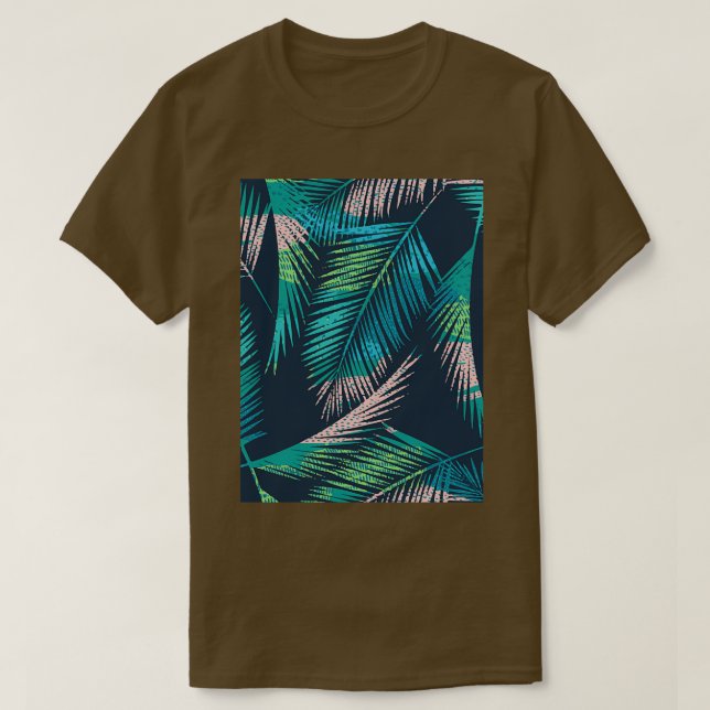 Camiseta Patrón exótico sin foco con plantas tropicales T (Diseño del anverso)