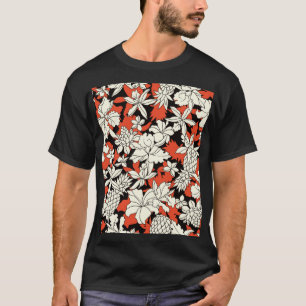 Camiseta Patrón exótico sin foco de flor tropical