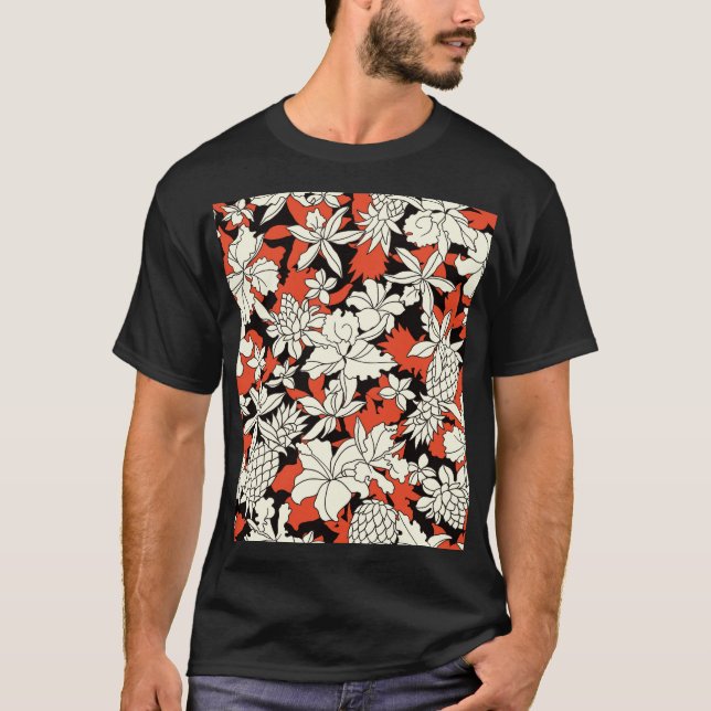 Camiseta Patrón exótico sin foco de flor tropical (Anverso)