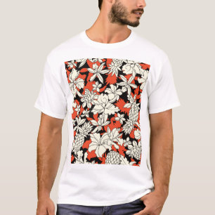 Camiseta Patrón exótico sin foco de flor tropical