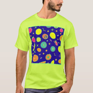 Camiseta Patrón expresivo de arte de frutas de neón