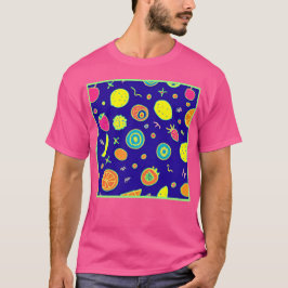 Camiseta Patrón expresivo de arte de frutas de neón
