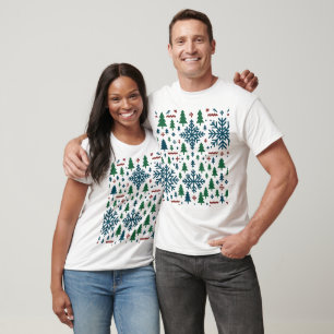 Camiseta Patrón festivo de copos de nieve en invierno