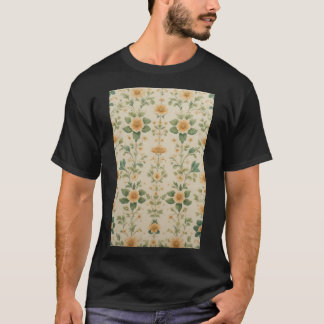 Camiseta Patrón floral amarillo pastel vintage