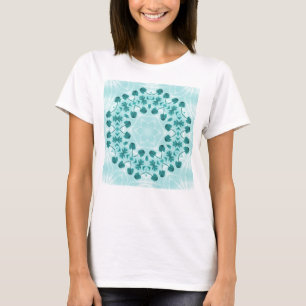 Camiseta Patrón floral, azul Verde azulado