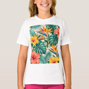 Camiseta Patrón floral botánico paraíso tropical