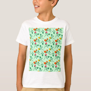 Camiseta Patrón floral con flores rosas de color T-Shirt