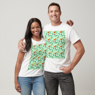 Camiseta Patrón floral con flores subió de color