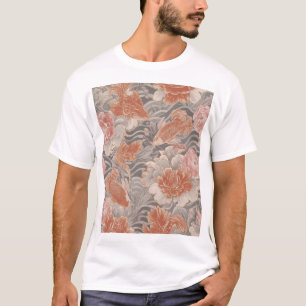 Camiseta Patrón floral de Chinoiserie Coral Koi