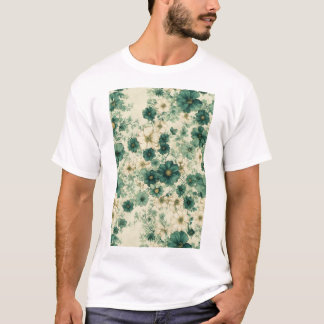 Camiseta Patrón floral de color verde y blanco romántico