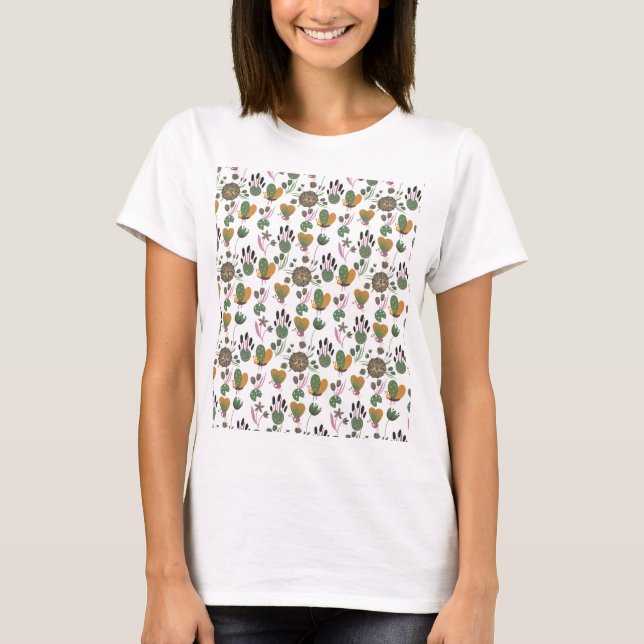 Camiseta Patrón floral de corte (Anverso)