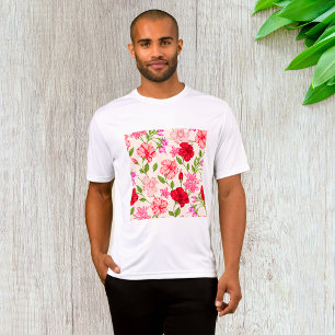 Camiseta Patrón floral de Hibiscus y Plumeria tropical